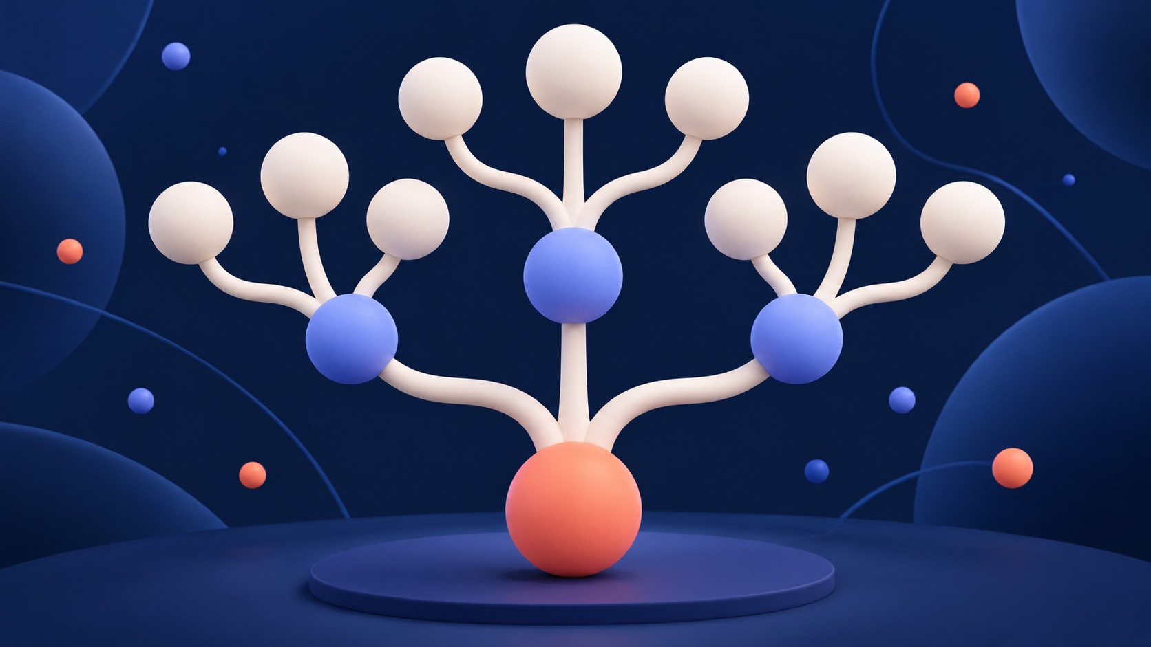 A branching tree structure made from connected round nodes.